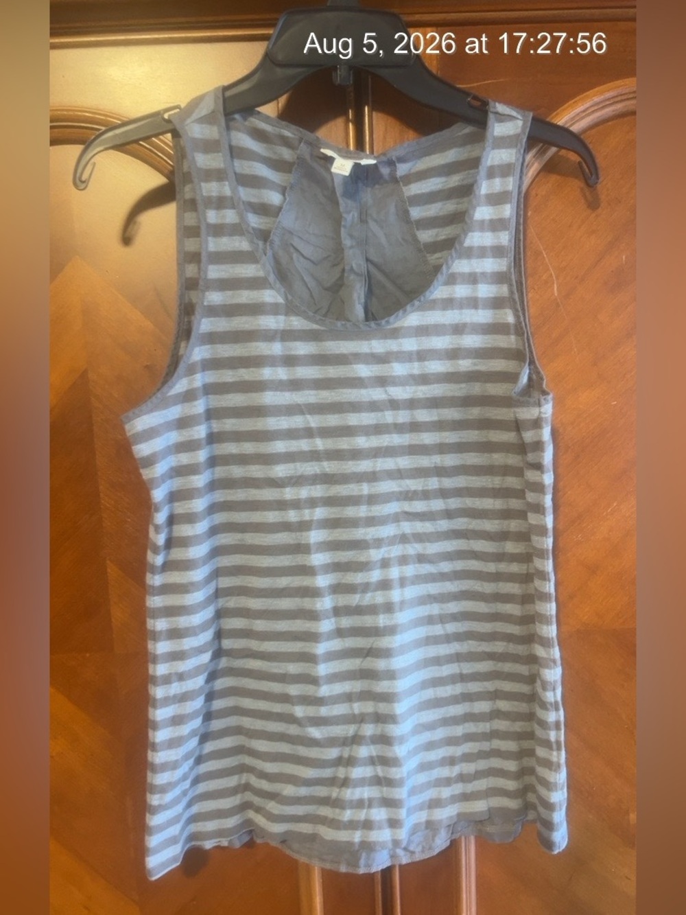 Sonoma Striped Tank Top in Gray and Light Blue (Bin 5-003)